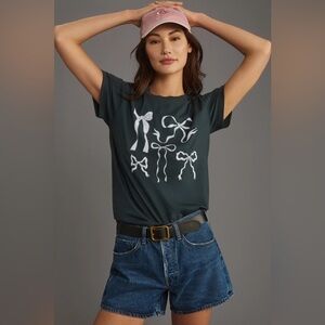 Anthropologie Letluv Messy Bow Tee